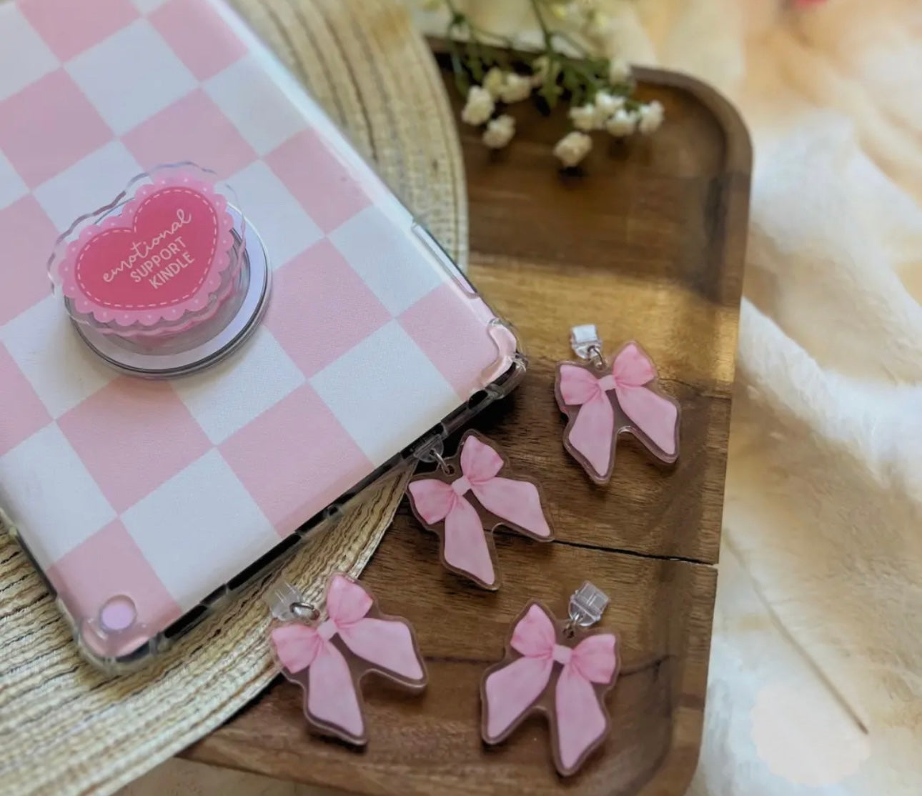 Pink Coquette Bow Dust Plug Charm (Double-Sided)