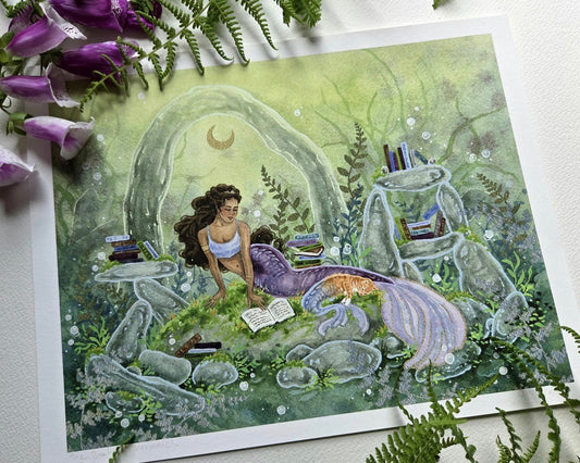 The Bookish Mermaid Art Print