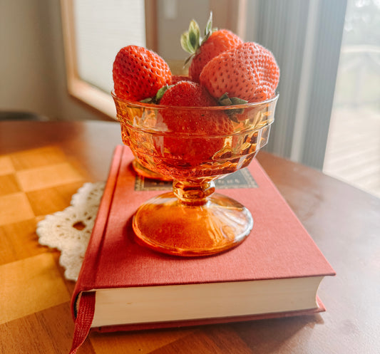 Vintage Amber Glass Compote Set (Pair)