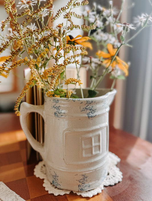 Vintage Stoneware Window Pitcher