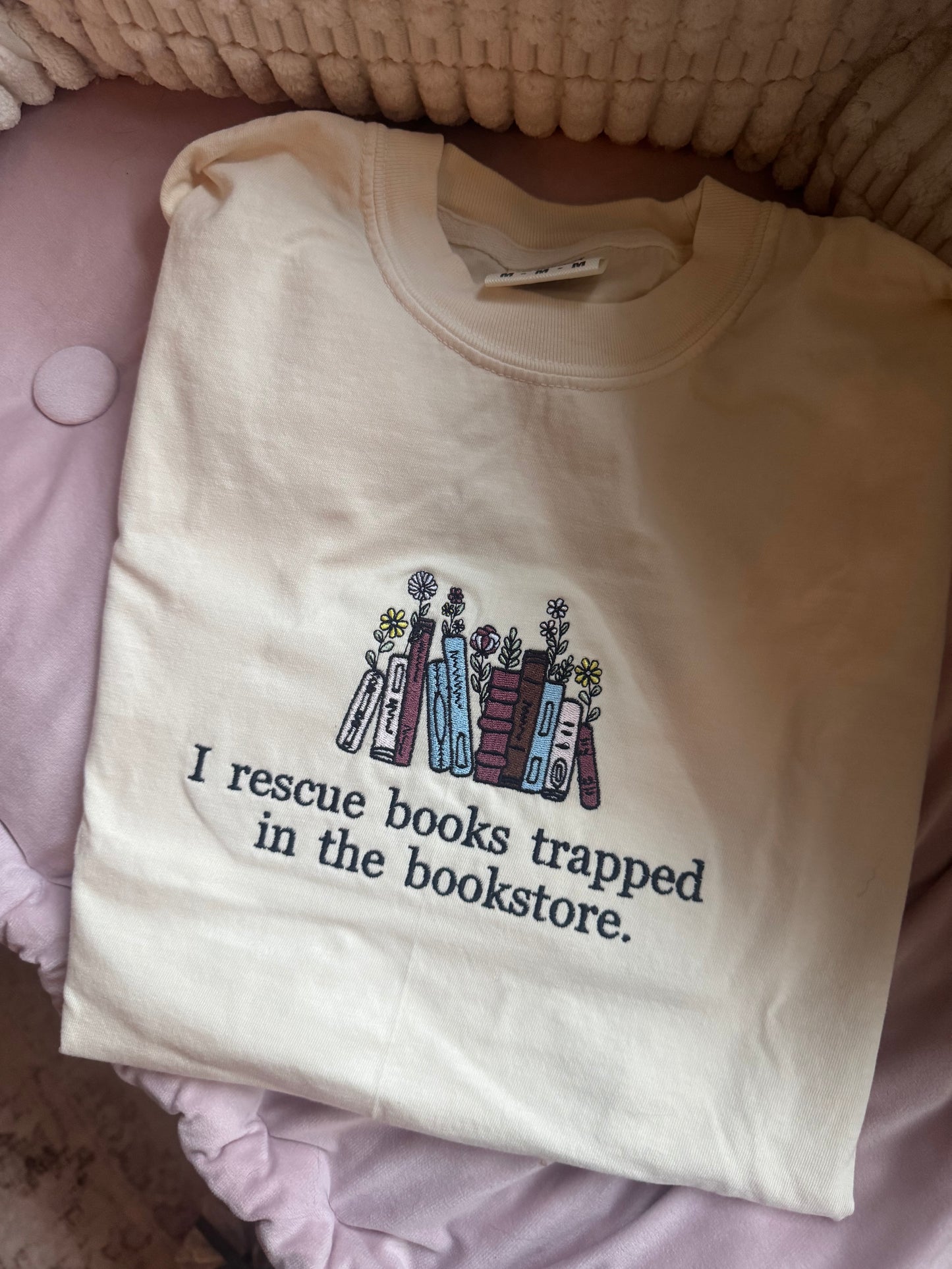 I Rescue Books Embroidered Tee