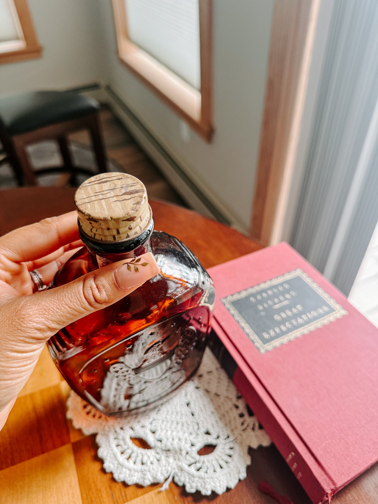 Amber Glass Syrup Bottle, 1976 Bicentennial Style