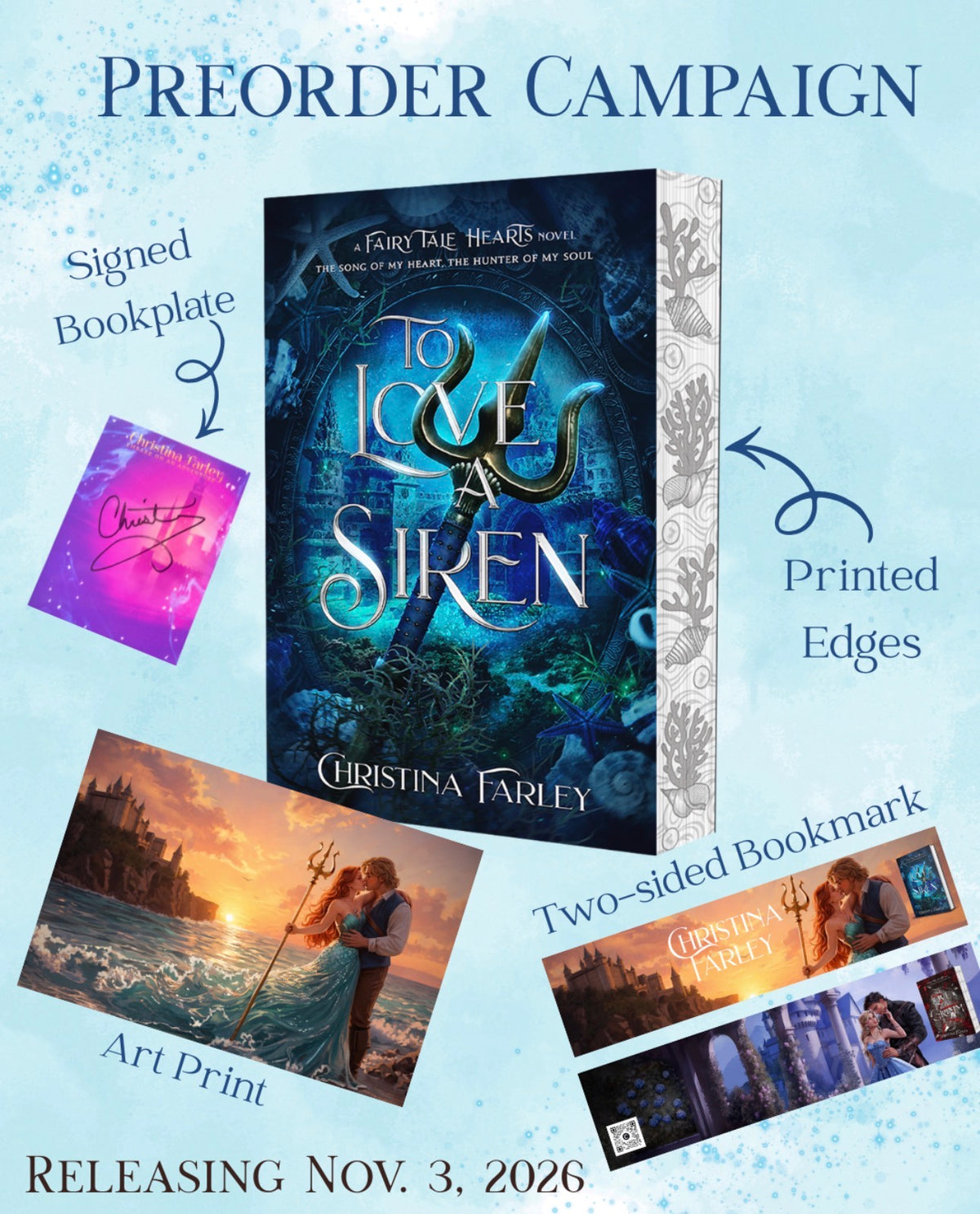 To Love A Siren By: Christine Farley W/ Signed bookplate & swag PREORDER CAMPAIGN