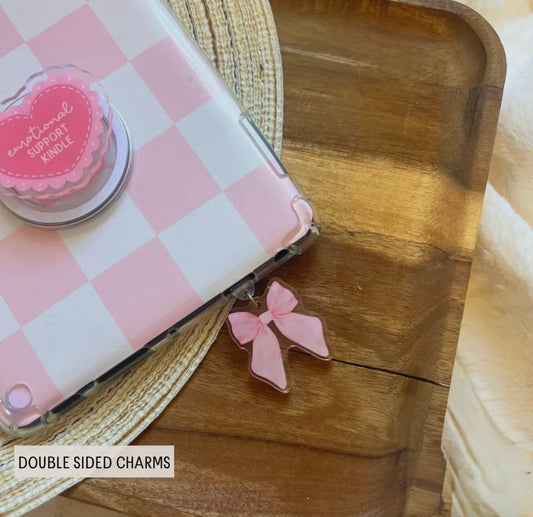 Pink Coquette Bow Dust Plug Charm (Double-Sided)