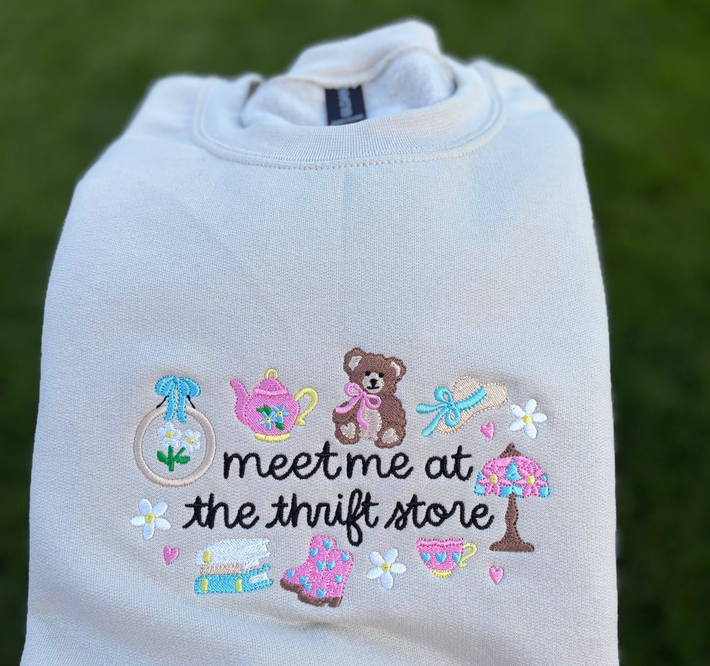 Meet Me At The Thrift Store Embroidered Crewneck
