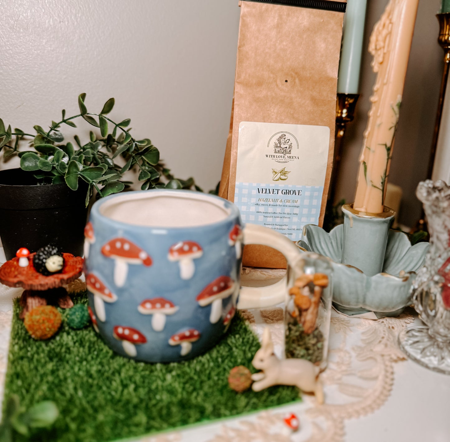 Enchanted Toadstool Mug – Blue Ceramic
