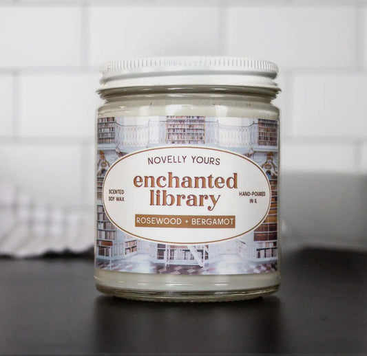 Enchanted Library Candle β Novelly Yours Rosewood + Bergamot