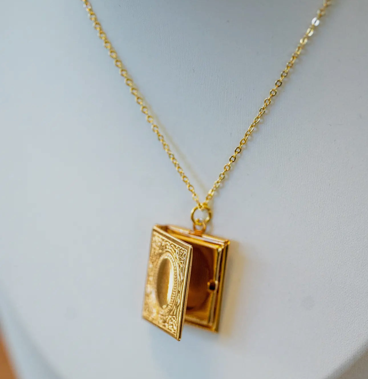 Gold Book Locket Necklace