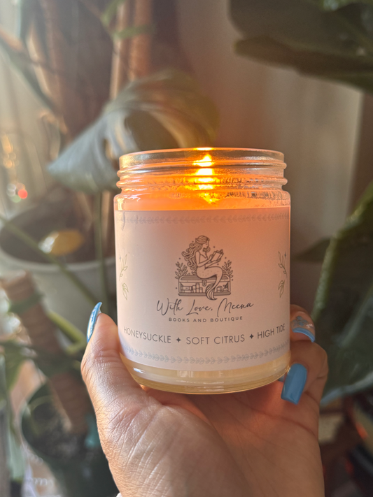 With Love, Meena Signature Candle Honeysuckle + Soft Citrus + High Tide