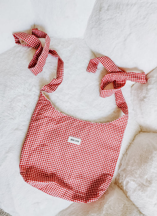 Gingham Book Lover Tote 📚❤️