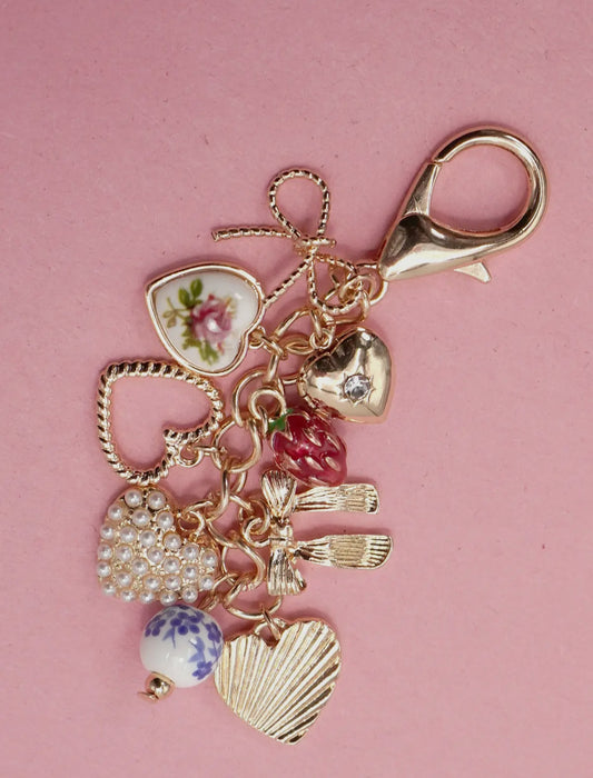 Porcelain Hearts & Bows Charm Clip