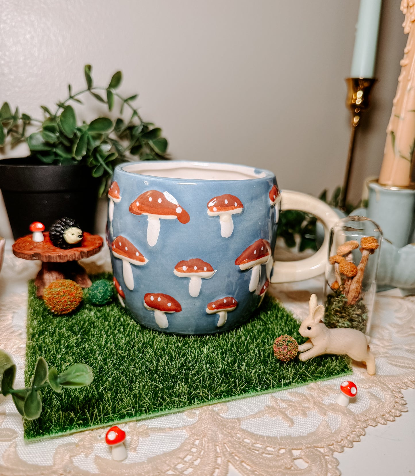 Enchanted Toadstool Mug – Blue Ceramic