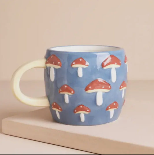 Enchanted Toadstool Mug – Blue Ceramic