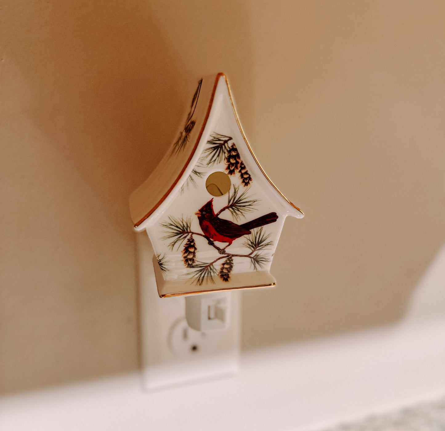 Porcelain Cardinal Guardian Night Light
