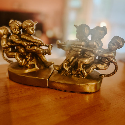 Tug of Wonder Vintage Brass Bookends