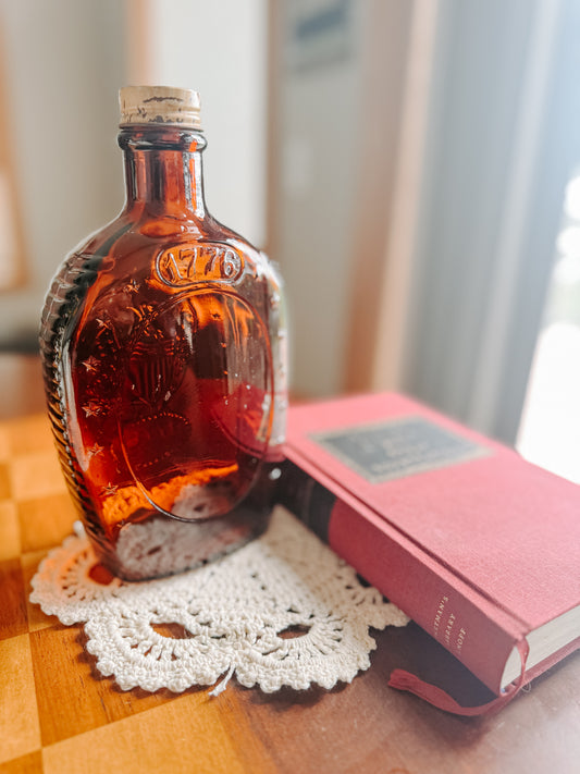 Amber Glass Syrup Bottle, 1976 Bicentennial Style