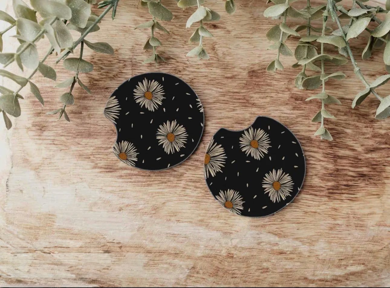 Moody Daisy Car Coaster Set