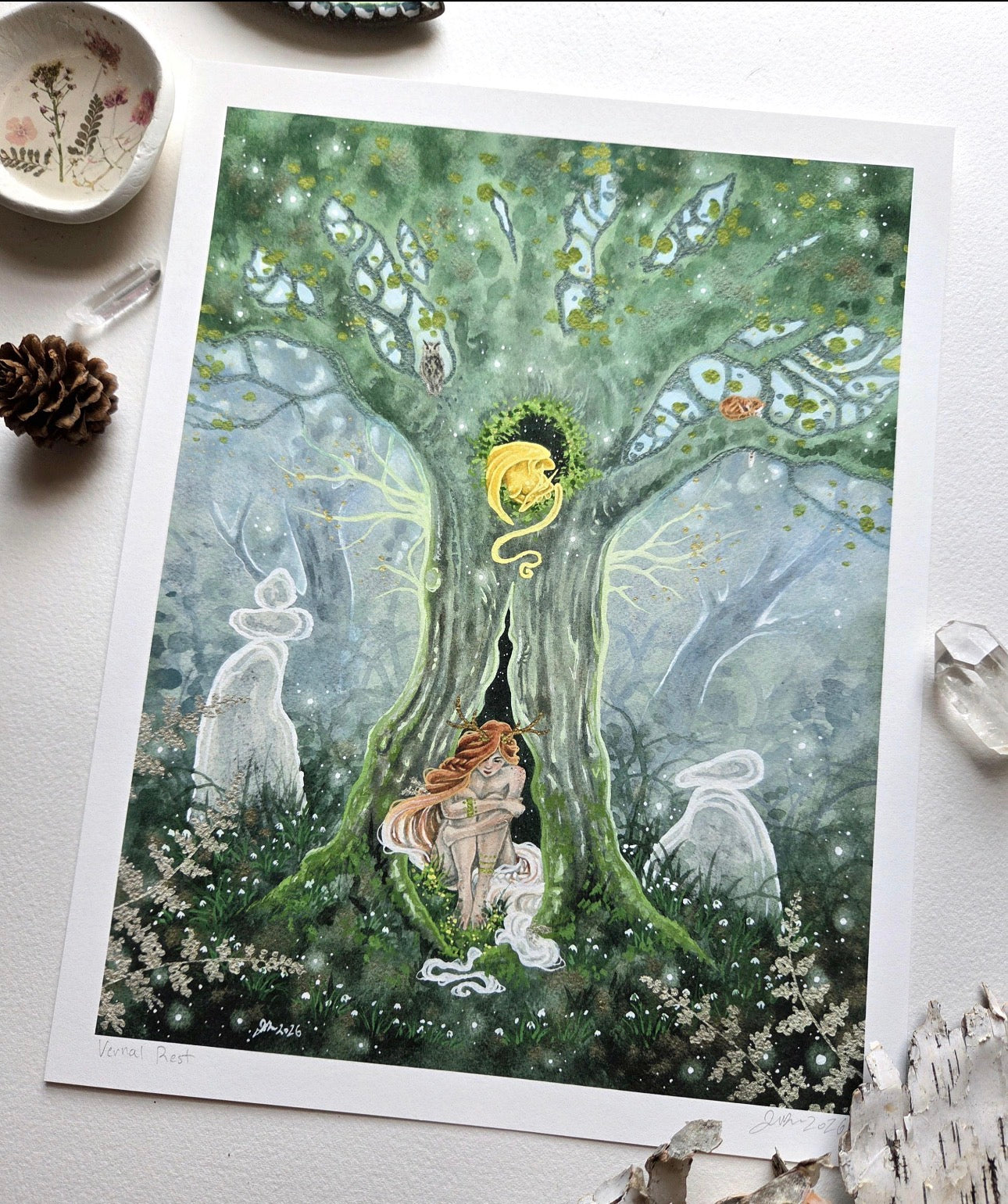 Vernal Rest Woodland Dragon Art Print