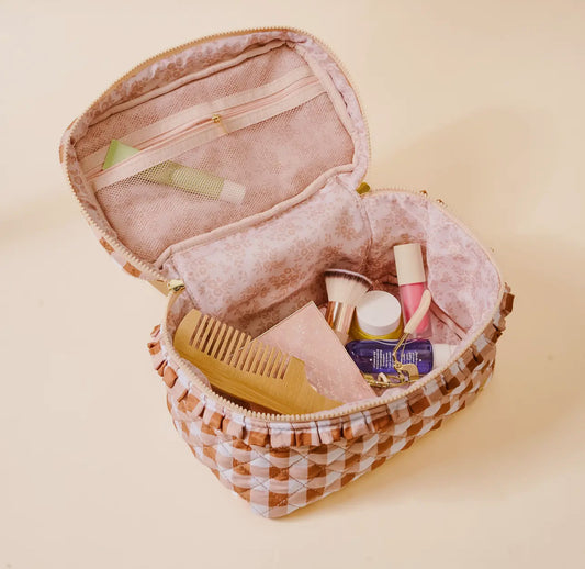 Maple Gingham Quilted Cosmetic Bag