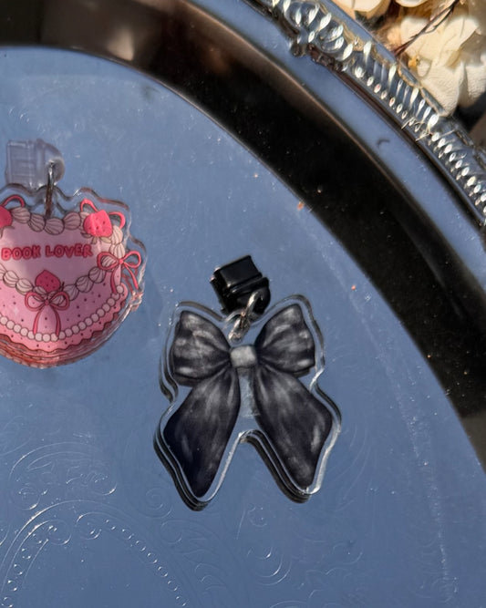 Black Coquette Bow Dust Plug Charm (Double-Sided)