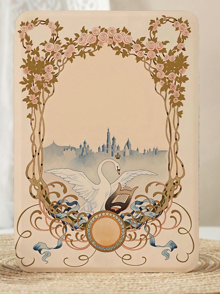 Swan Princess Clear-Back Kindle Case with Strap