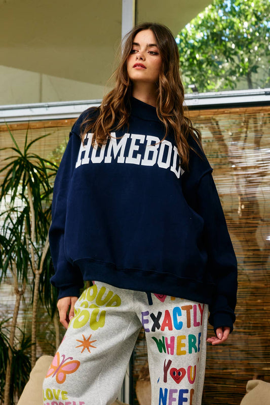 Homebody Reversible Mock Neck Sweatshirt