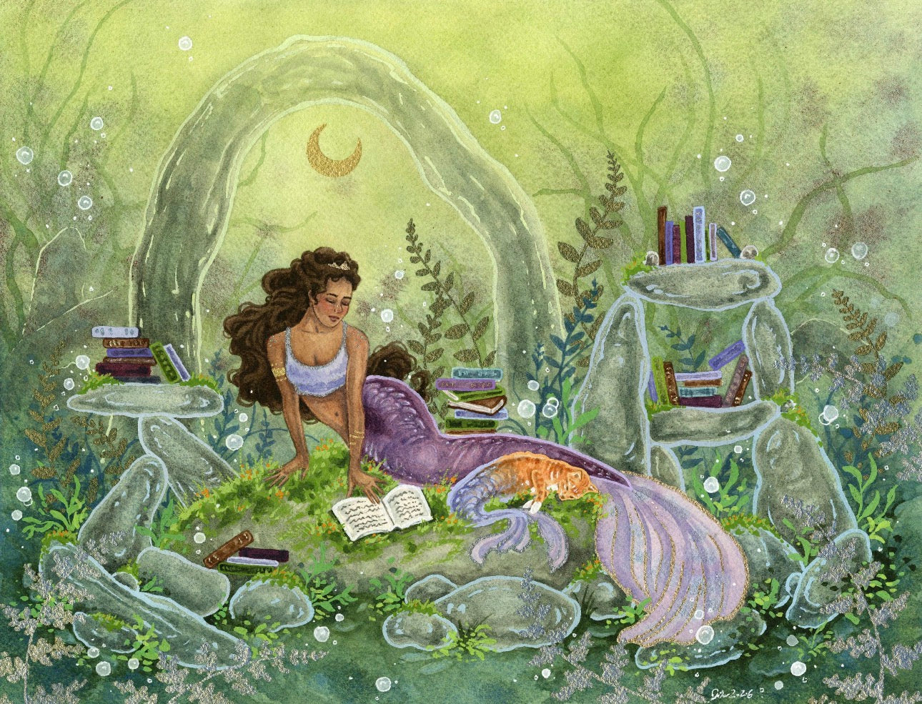 The Bookish Mermaid Art Print