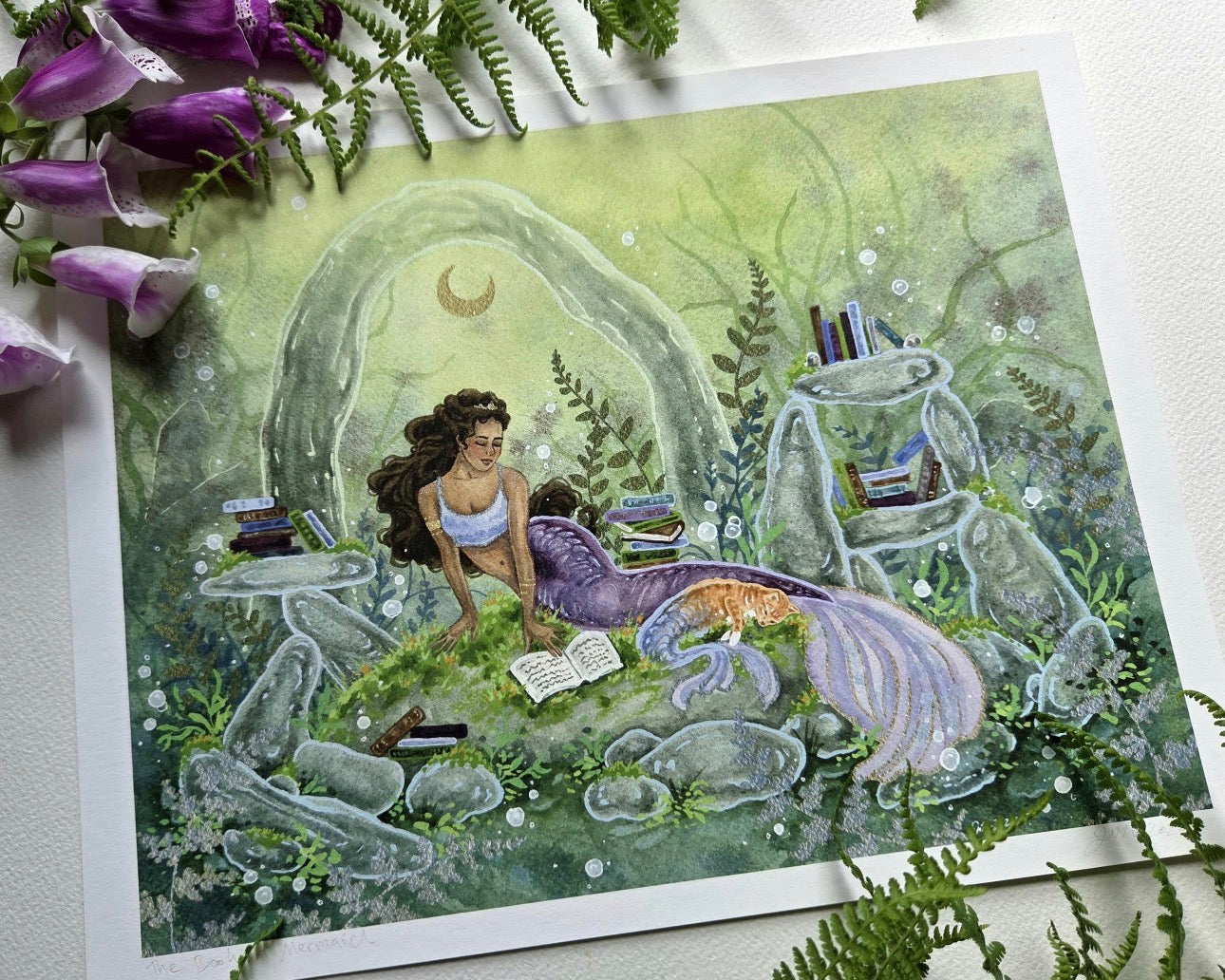 The Bookish Mermaid Art Print