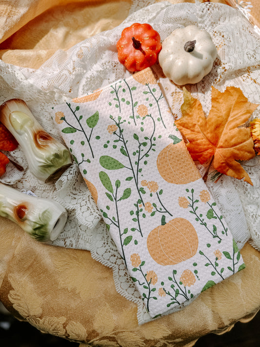 🍁 Pumpkin Botanical Tea Towel