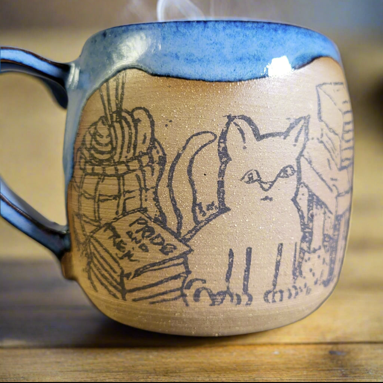 Cozy Cat & Classics Stoneware Mug