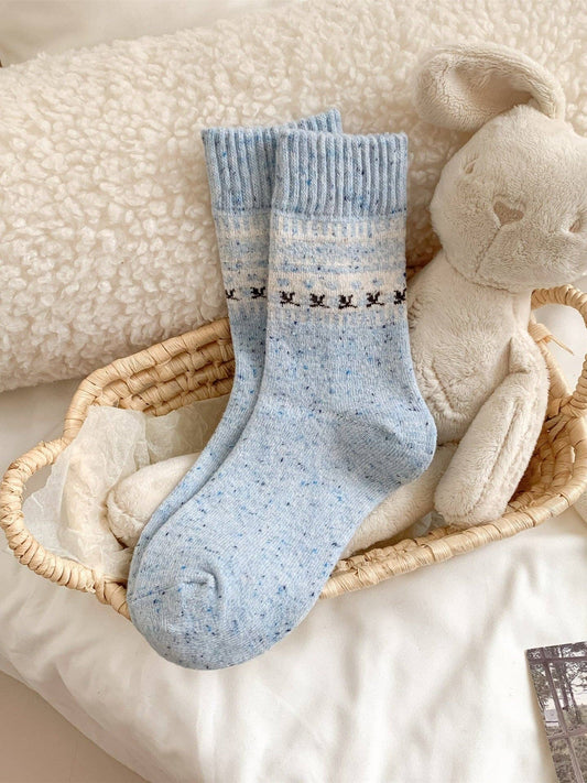 Winter Blue Snowflake Socks