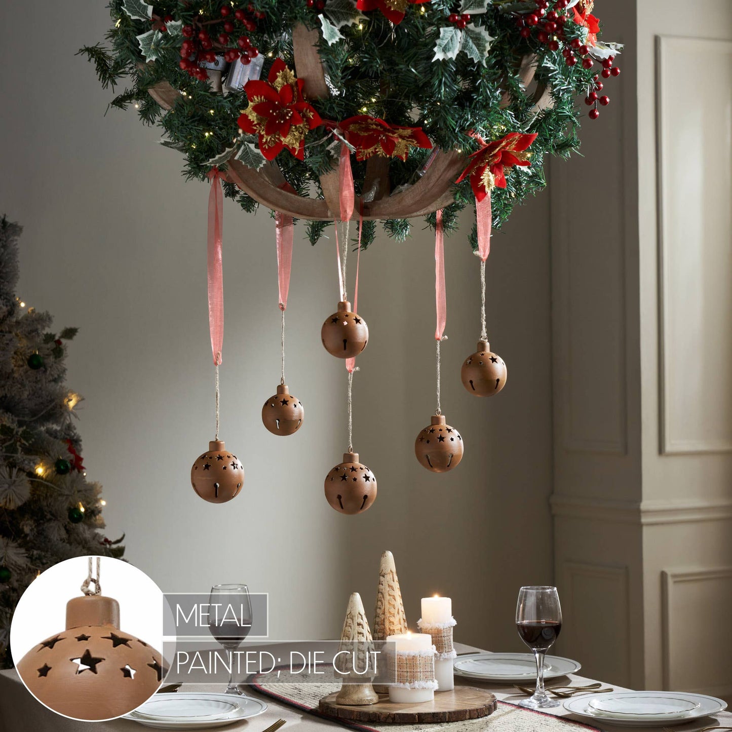 Rust Bell Metal Ornament Set of 6