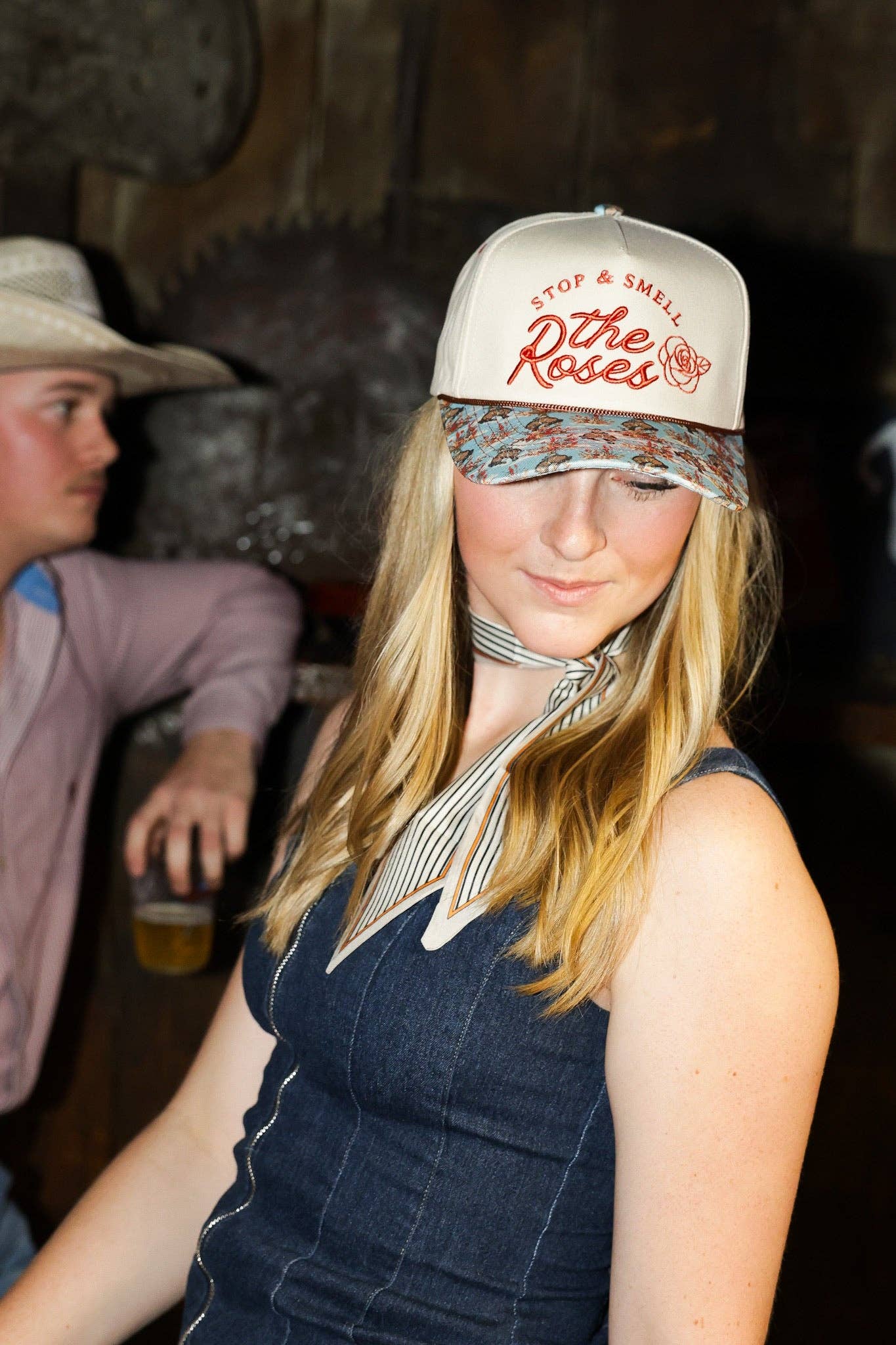 Smell the Roses Embroidered Canvas Cap
