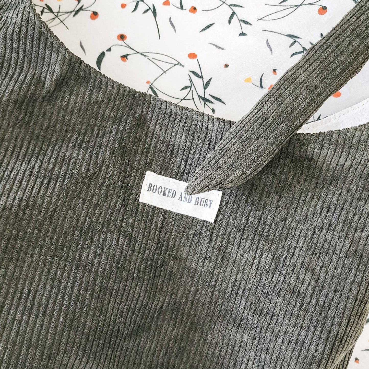 Booked and Busy Corduroy Bow Tote Bag