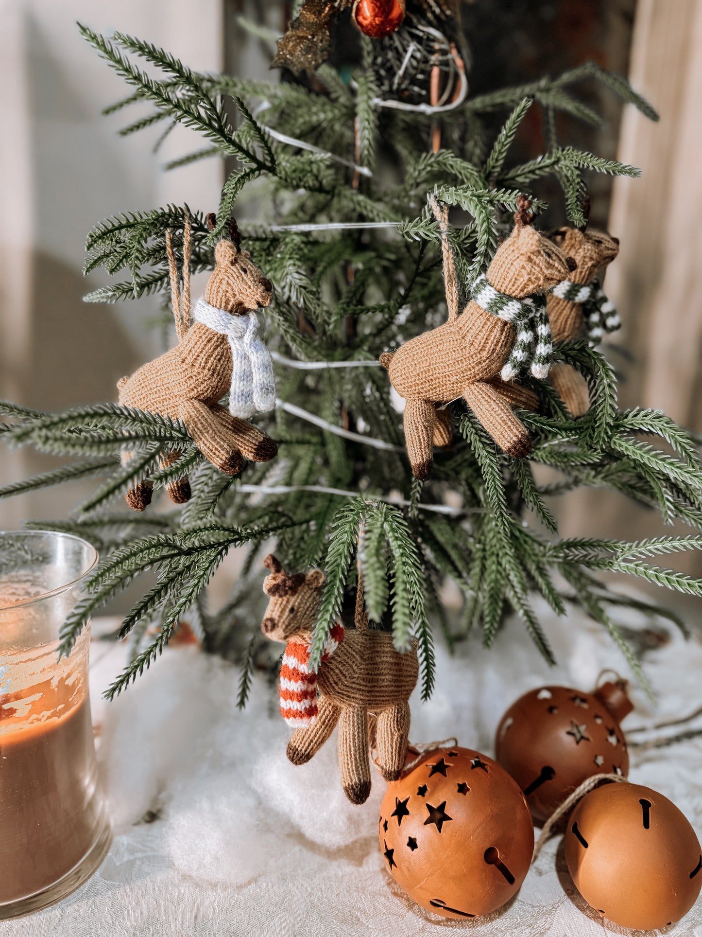 Handmade Knit Reindeer Holiday Ornament