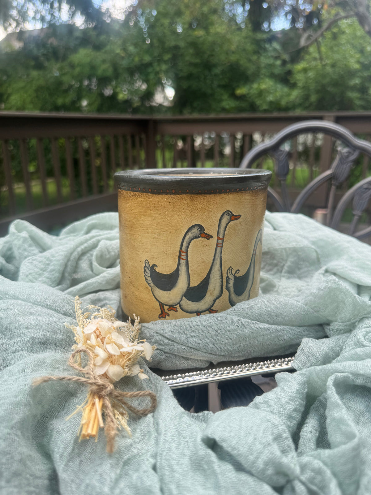 Vintage Roseville Goose Crock | Cottage Kitchen Utensil Holder