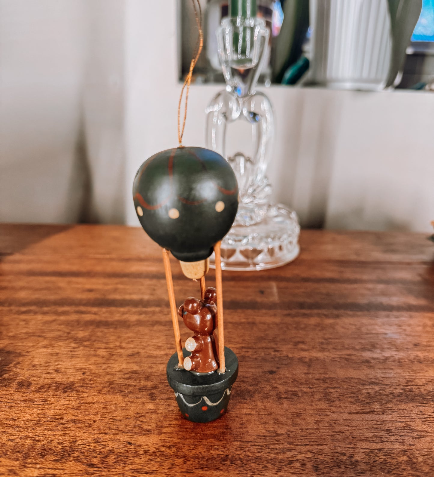 Vintage Hot Air Balloon Bear Ornament