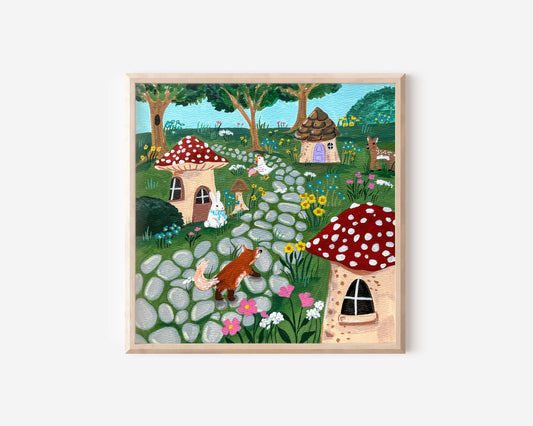 Woodland Village 5×5 Art Print