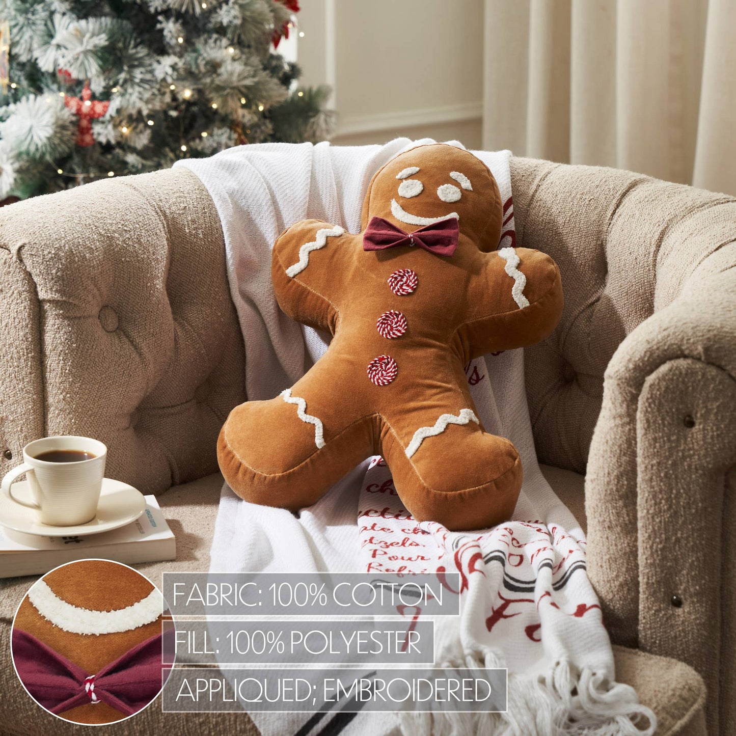 Mr. Gingerbread Appliqued Pillow