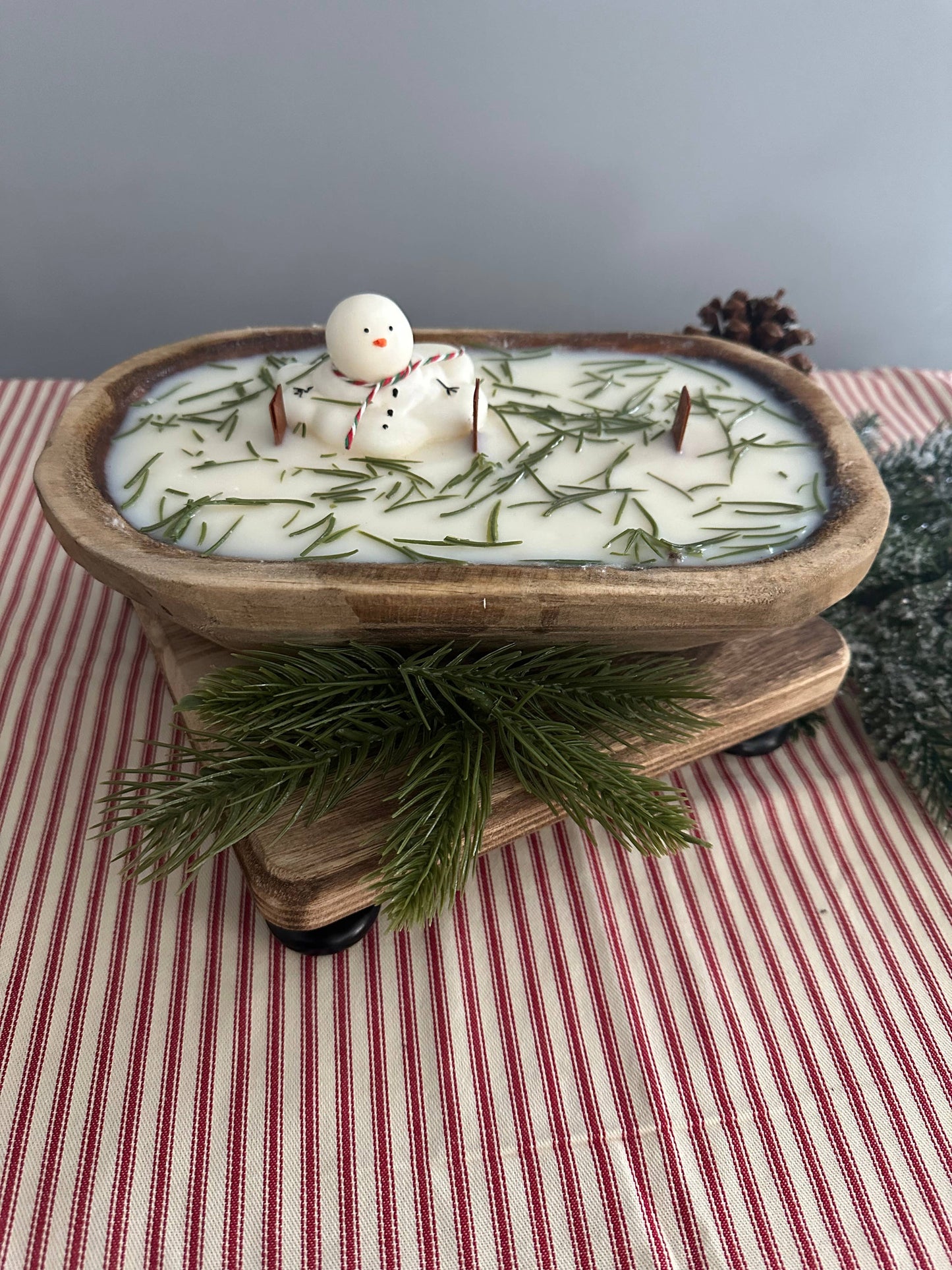 Snowman Dough Bowl Soy Wax Candle (Balsam Fir)