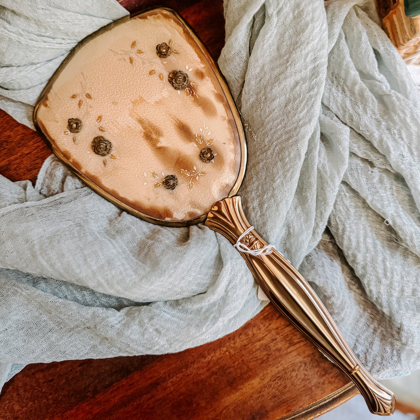 Vintage Rose Vanity Hand Mirror