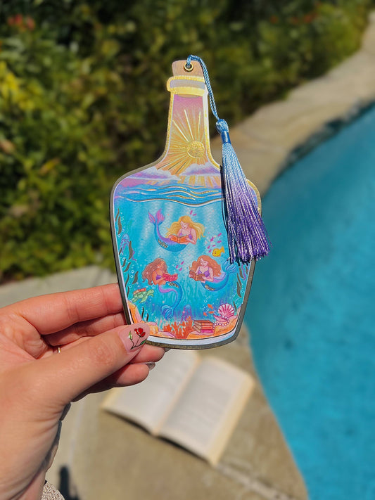 Mermaids in a Bottle Gold Foil Bookmark