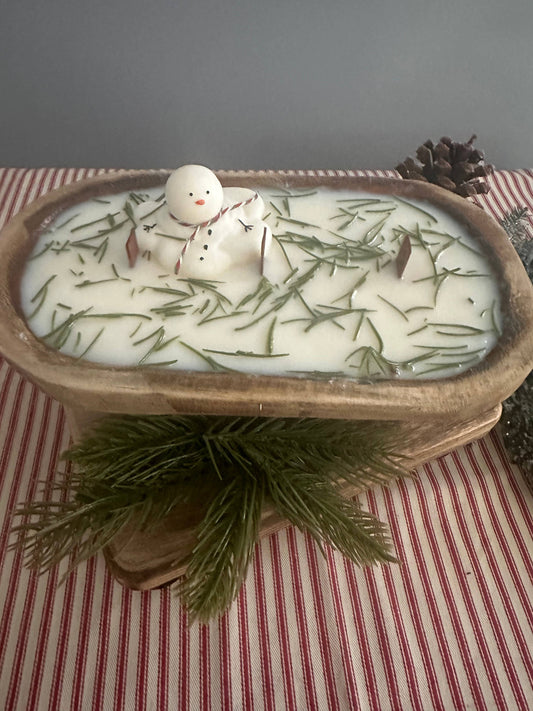 Snowman Dough Bowl Soy Wax Candle (Balsam Fir)