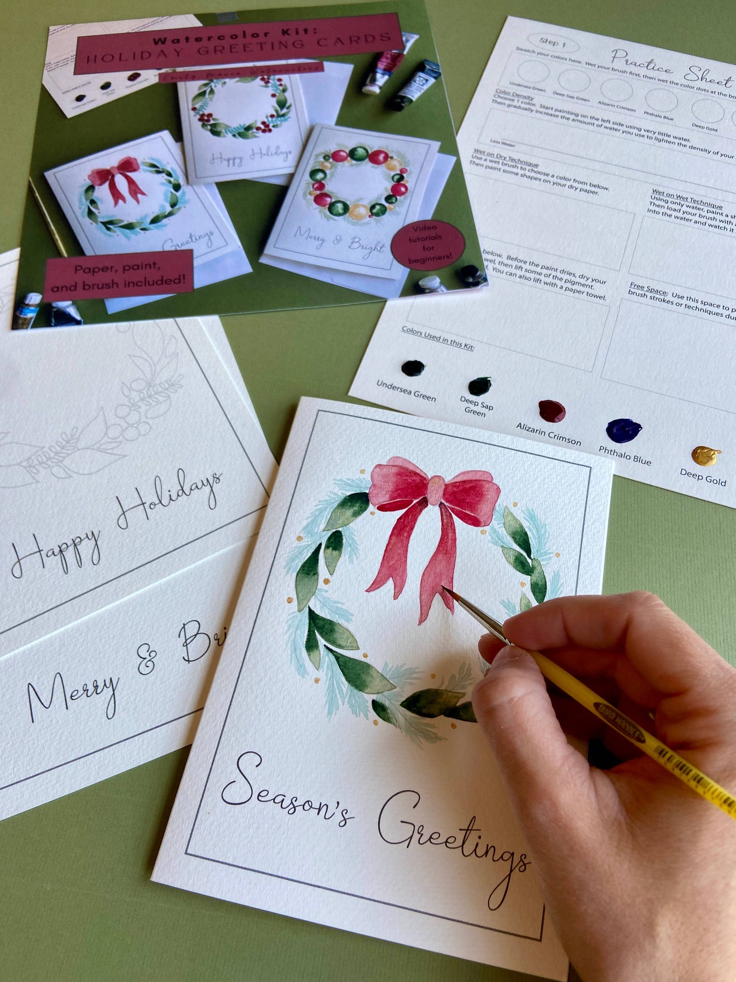 Watercolor Painting Kit: Holiday Greeting Cards