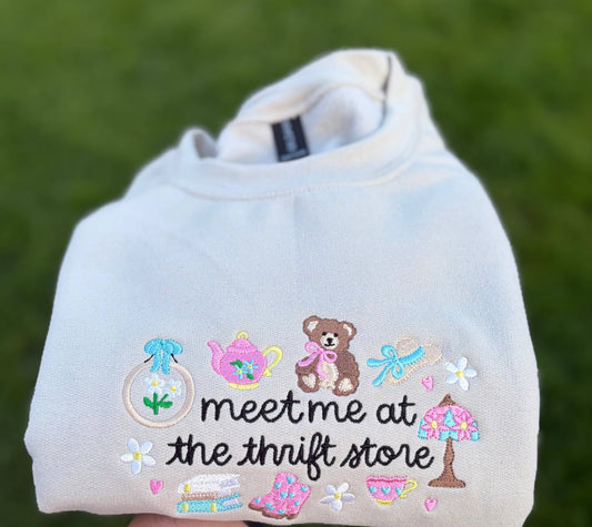 Meet Me At The Thrift Store Embroidered Crewneck