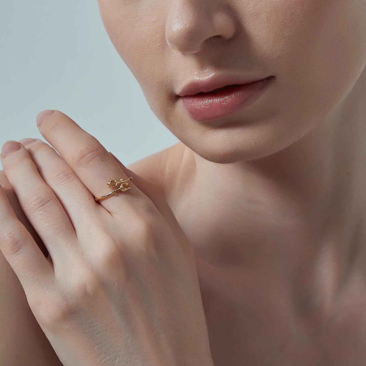 Citrine Tulip Sterling Silver Adjustable Ring