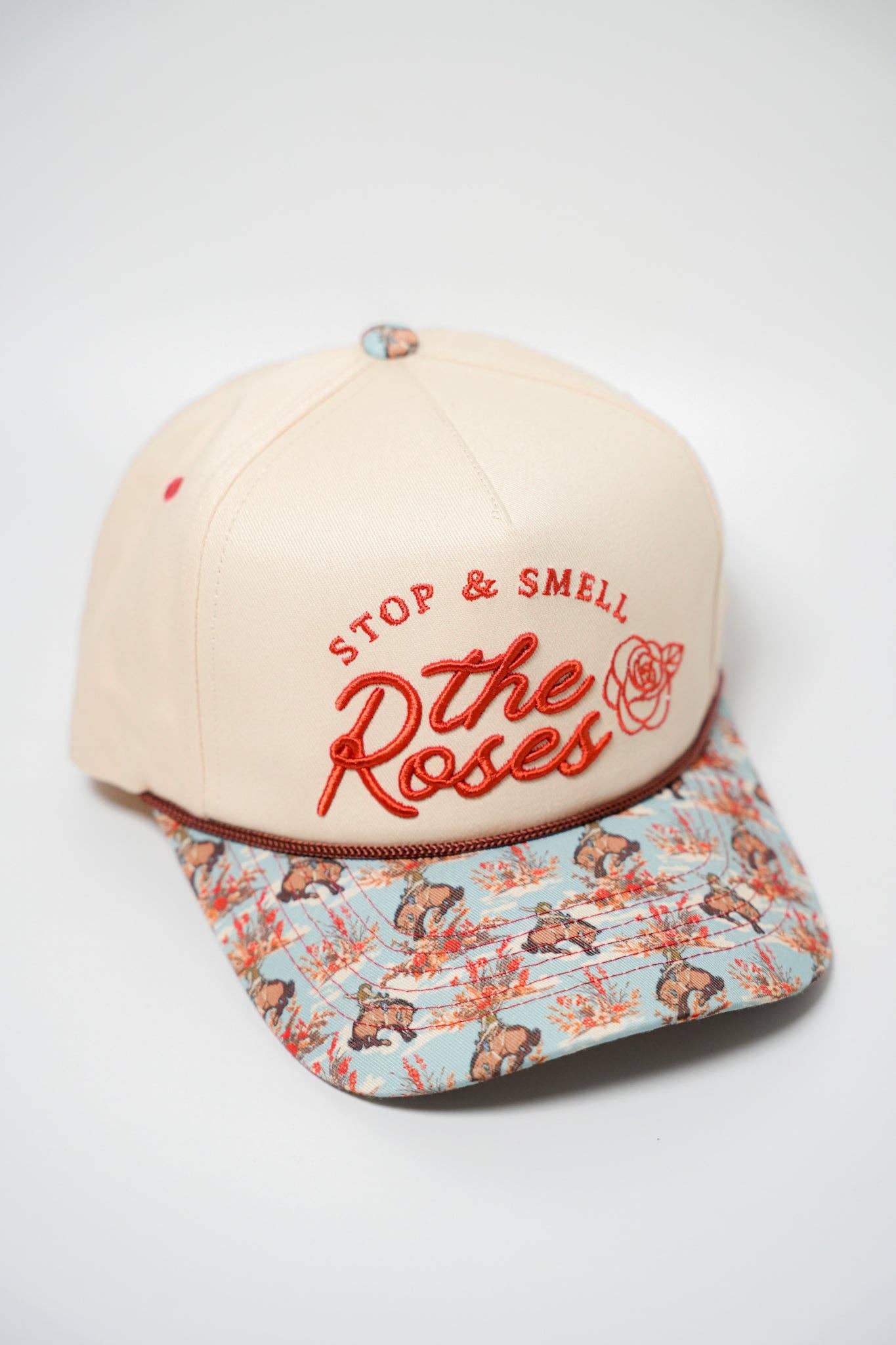 Smell the Roses Embroidered Canvas Cap
