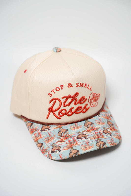 Smell the Roses Embroidered Canvas Cap