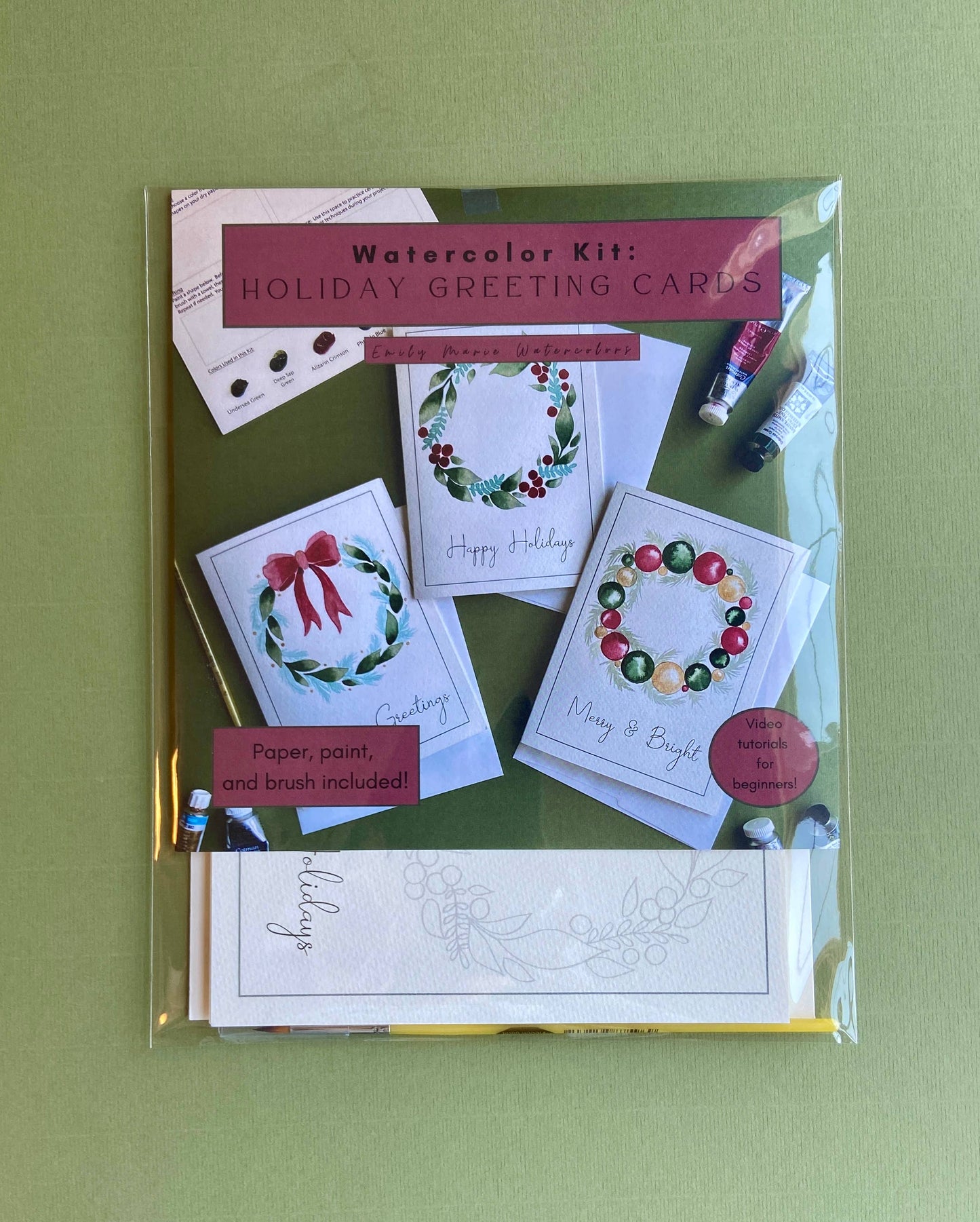 Watercolor Painting Kit: Holiday Greeting Cards