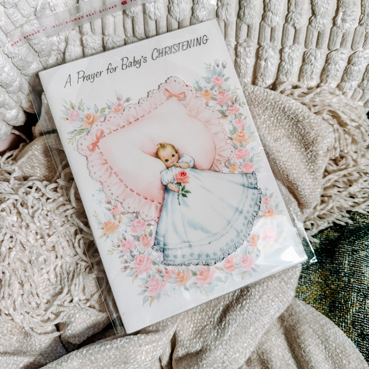Vintage Baby Christening Prayer Card